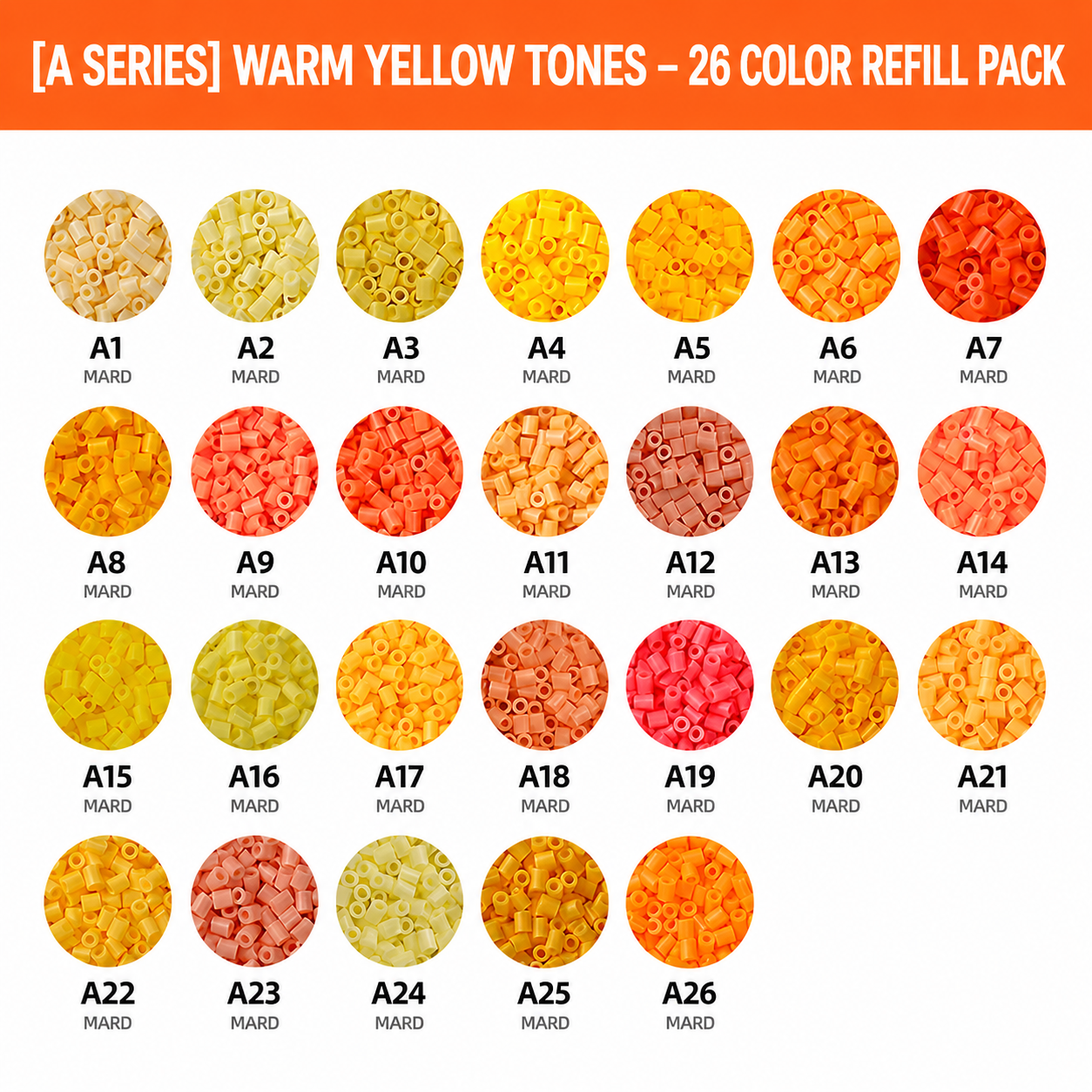 1000 pcs Monochrome A-series PerlerBeads Supplement Pack