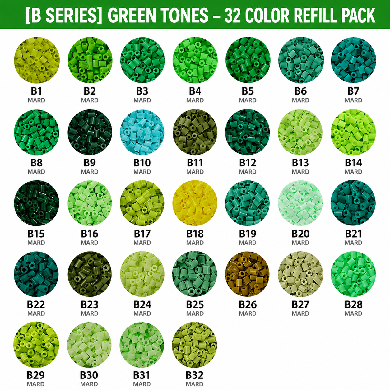 1000 pcs Monochrome B-series PerlerBeads Supplement Pack
