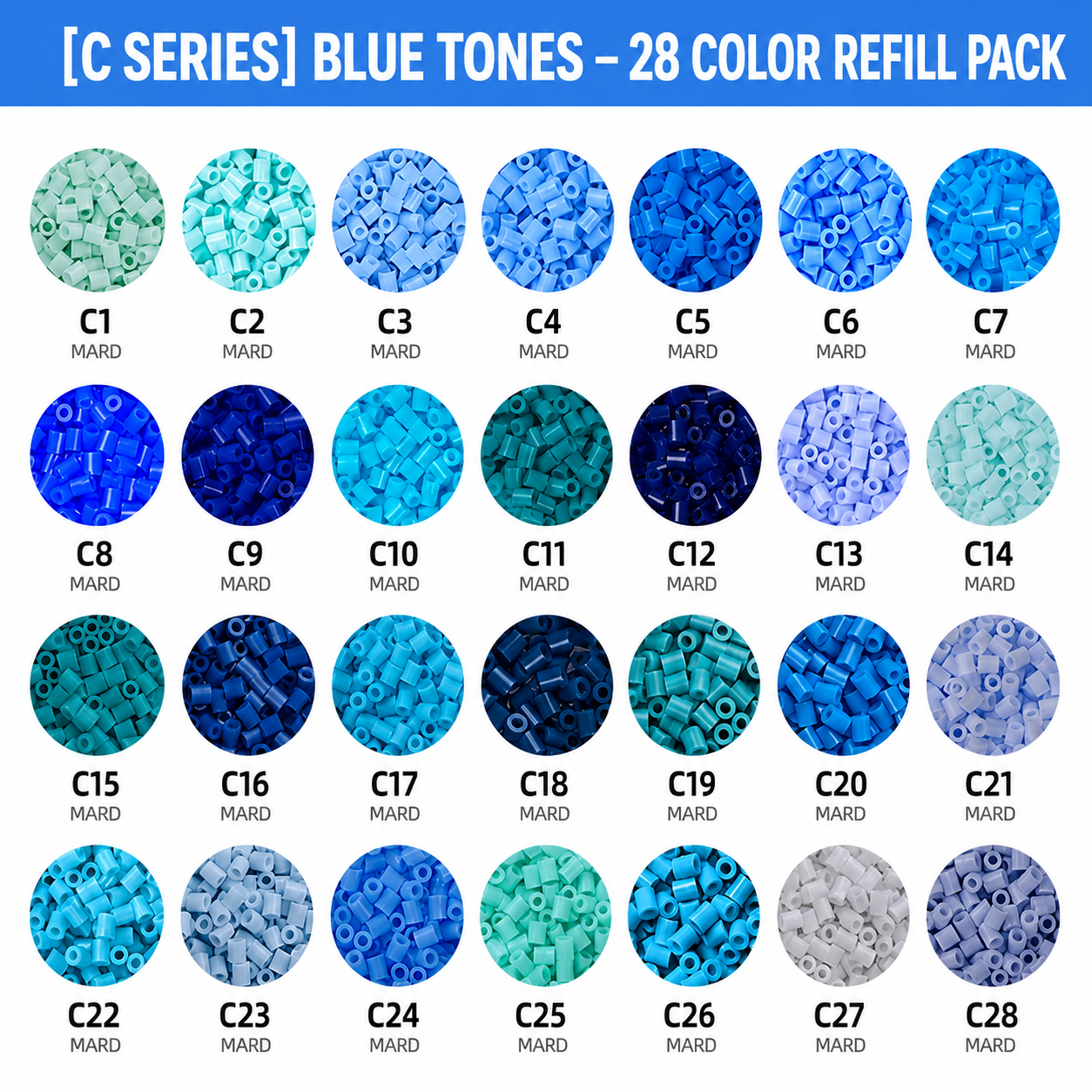 1000 pcs Monochrome C-series PerlerBeads Supplement Pack