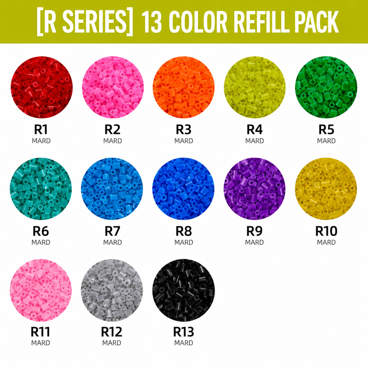 1000 pcs perler beads 2.6mm material pack