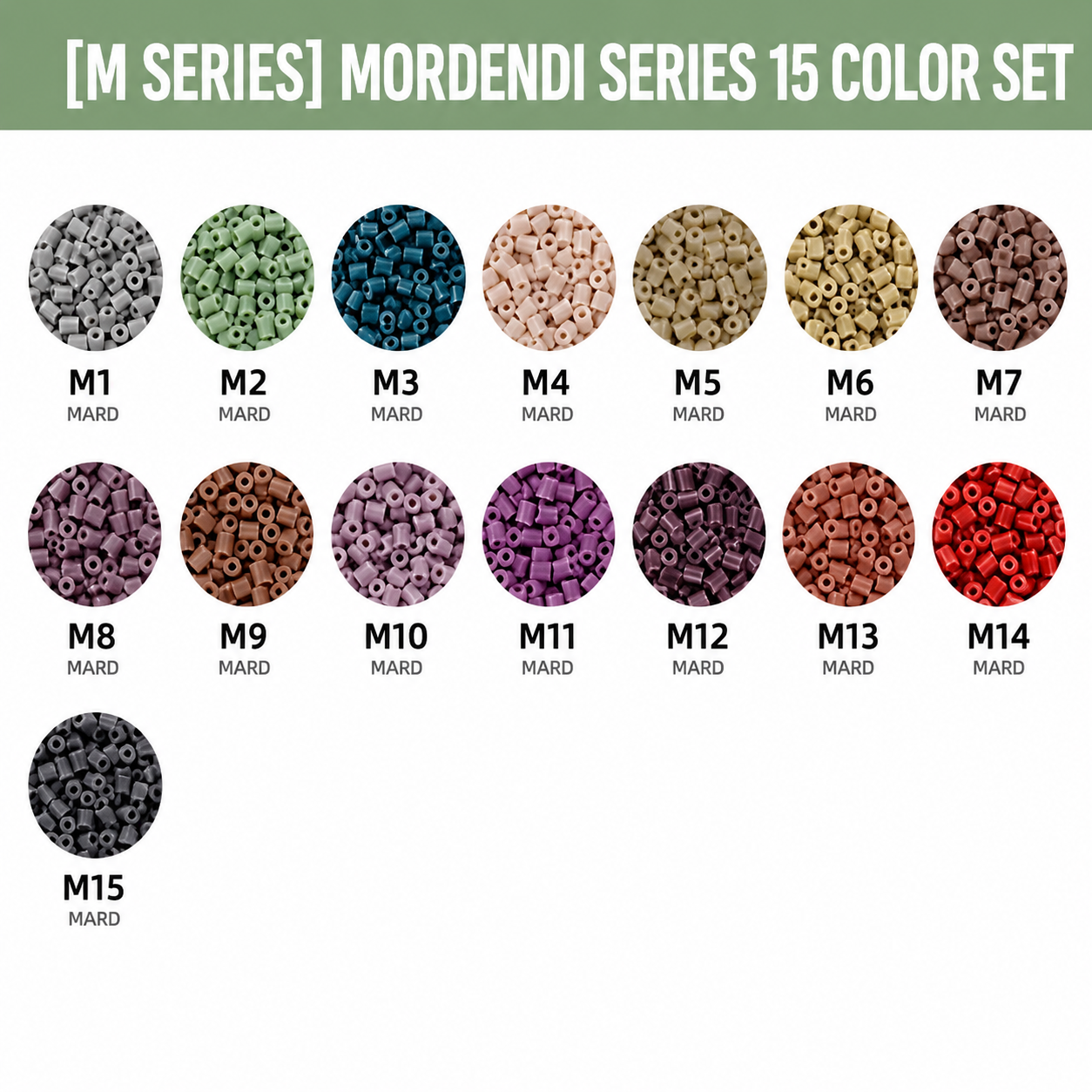 1000 pcs Monochrome M-series PerlerBeads Supplement Pack