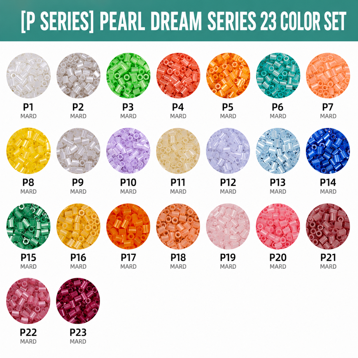 1000 pcs Monochrome P-series PerlerBeads Supplement Pack